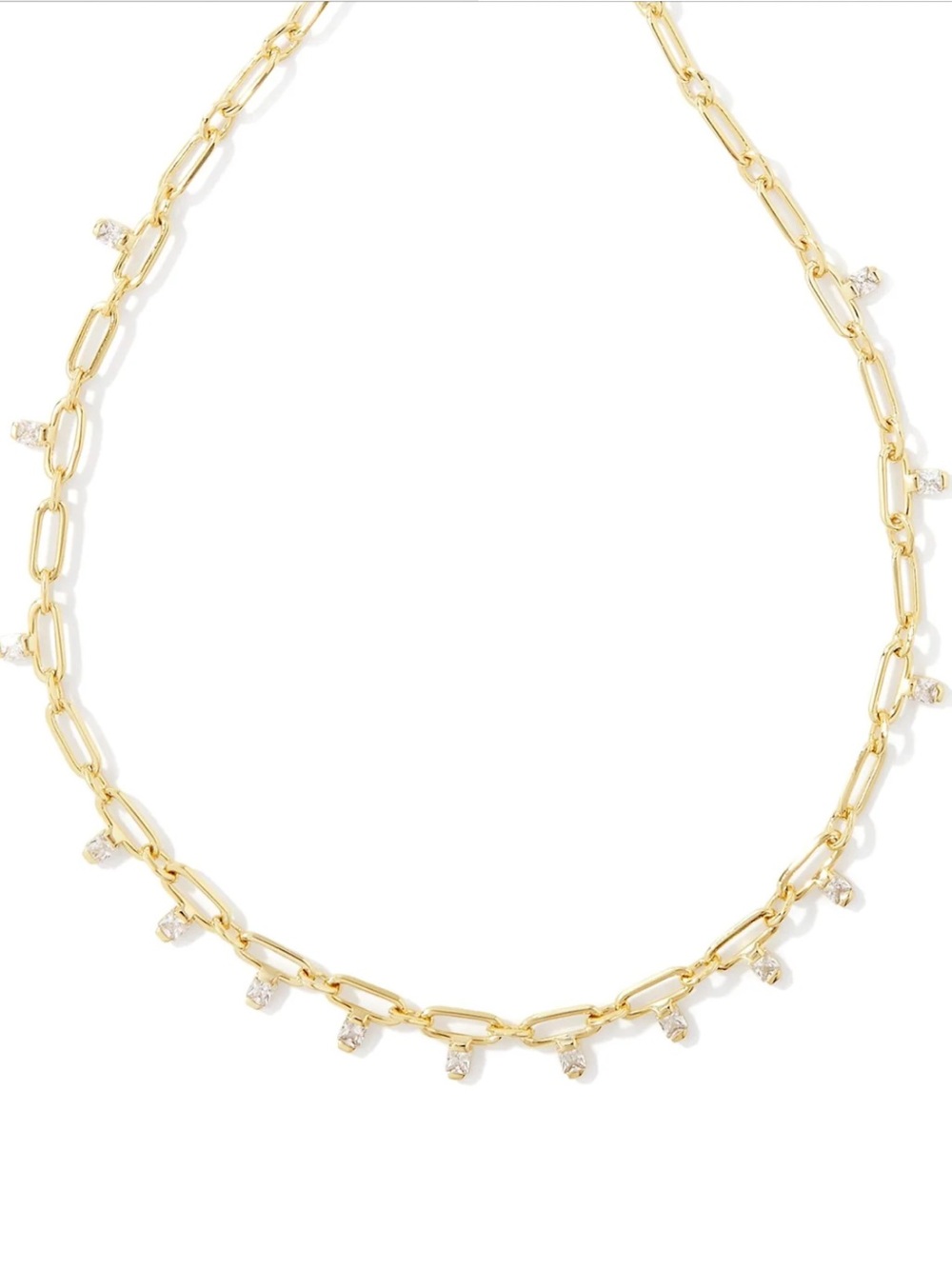 Kendra Scott Lindy Gold Chain Necklace In White Crystal New